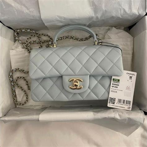 chanel 21k light blue|21k Chanel mini bag.